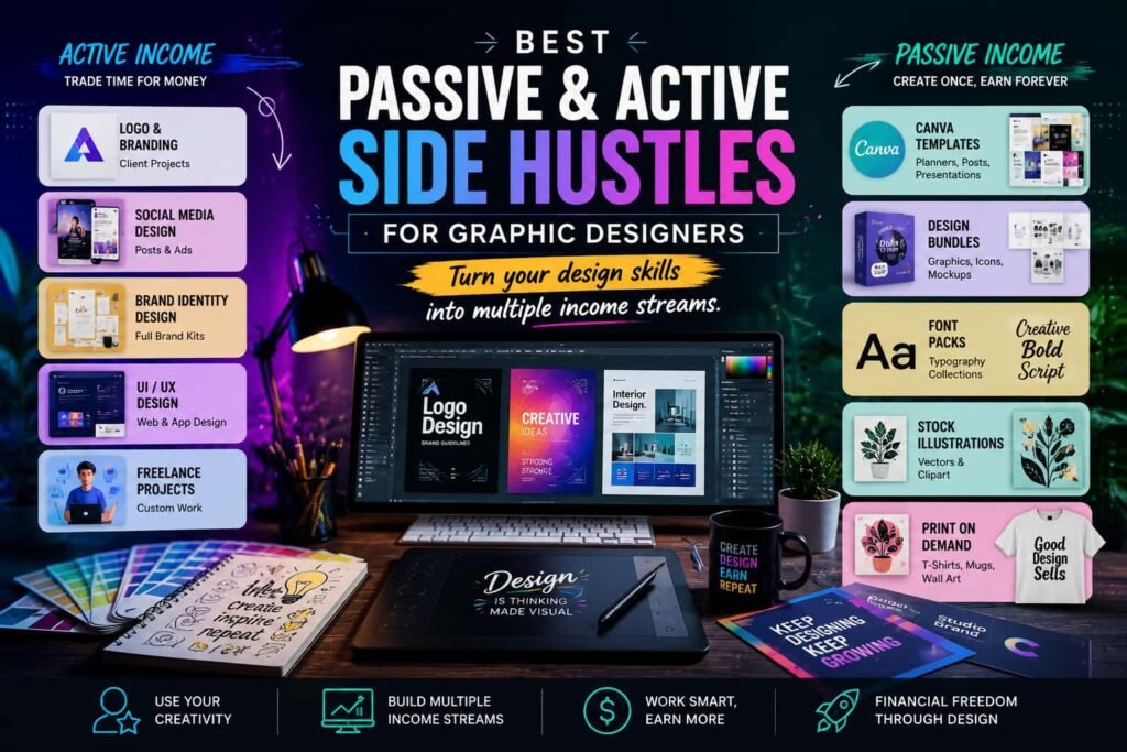Best Passive and Active Side Hustles for Graphic Designers