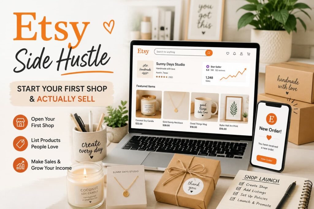 Etsy Side Hustle_ How to Open Your First Shop and Actually Sell
